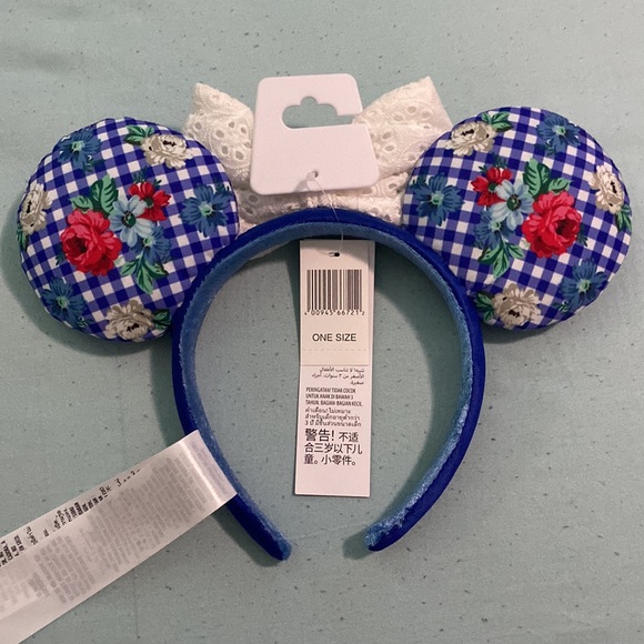 Disney Blue and White Floral Minnie Ears NWT - Picture 2 of 2